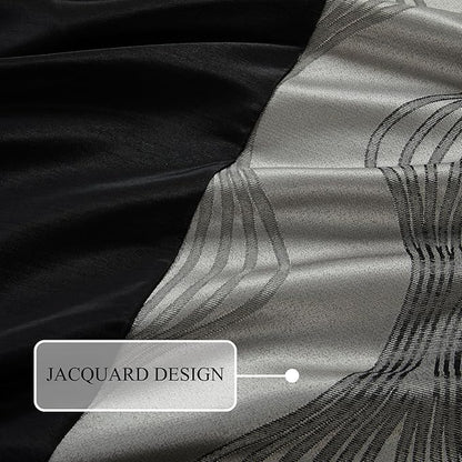 Stratford Park Black and Silver Comforter Set California King Size,Elegant 7 Pieces Striped All Season Bedding Set