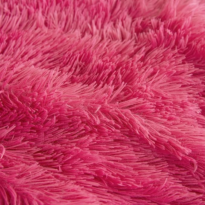 Juicy Couture Shaggy Faux Fur Hot Pink Full/Queen Comforter Set - Soft and Cozy 3-Piece Machine Washable Bedding Comforter and Sham Set