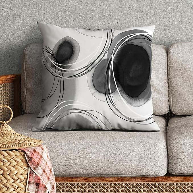 Americanflat 20x20 Throw Pillow with Sewn-in Insert - All-in-One Decorative Pillows - No Cover Needed - Soft and Durable Cushion for Bed or Sofa - Polyester - Black and White