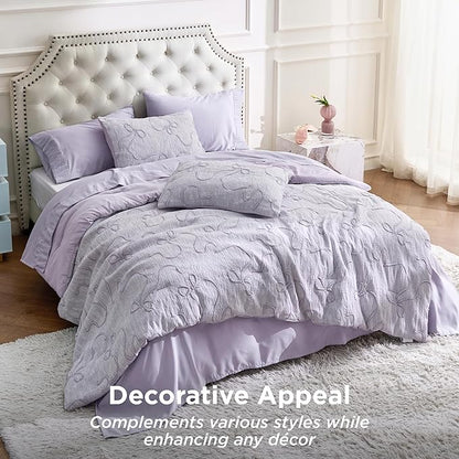 Bedsure King Size Comforter Set, GentleSoft™ 3 Pieces Bow Cute Bedding Purple Room Decor Aesthetic, King Bedding Set Gifts for for Her Women, 1 Bed Purple Comforter, 2 Pillow Shams, 104x90 Inches