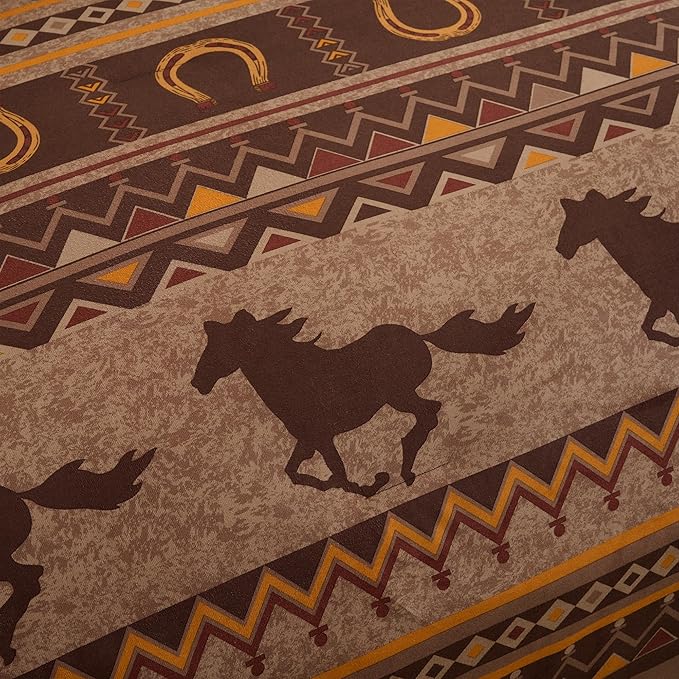 Chezmoi Collection Sedona 7-Piece Southwestern Wild Horses Microsuede Bedding Comforter Set (King)