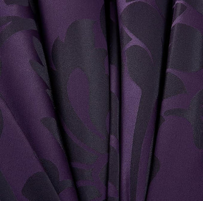 Chezmoi Collection Royale 7-Piece Jacquard Floral Comforter Set, Oversized Queen, Purple/Dark Purple