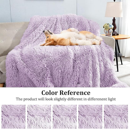 JONIYEAR Oversized Decorative Fluffy Faux Fur Throw Blanket Twin Size 60" x 71", Soft Luxury Lightweight Furry Blankets, Accent Cozy Shaggy Plush Thick Warm Fuzzy Blanket for Winter Bed Sofa, Purple