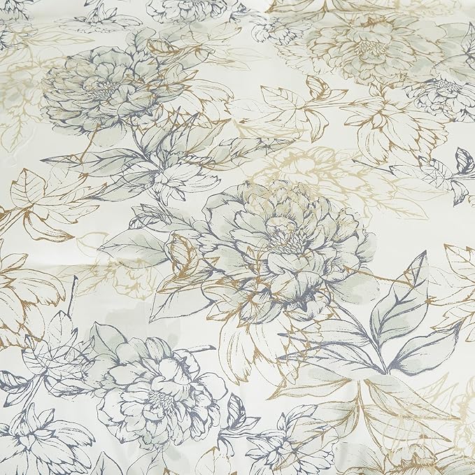 Chezmoi Collection Clematis 3-Piece Tranquil Floral Comforter Set King - Soft Green Gray Floral Printed Microfiber Lightweight Bedding Set for All Season