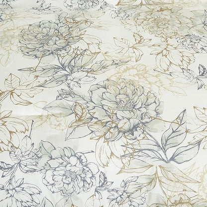 Chezmoi Collection Clematis 3-Piece Tranquil Floral Comforter Set King - Soft Green Gray Floral Printed Microfiber Lightweight Bedding Set for All Season