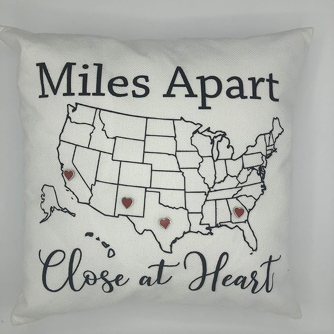 TheSpottedZebras Miles Apart Close at Heart Pillow Cover with 6 Heart Pins