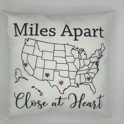 TheSpottedZebras Miles Apart Close at Heart Pillow Cover with 6 Heart Pins