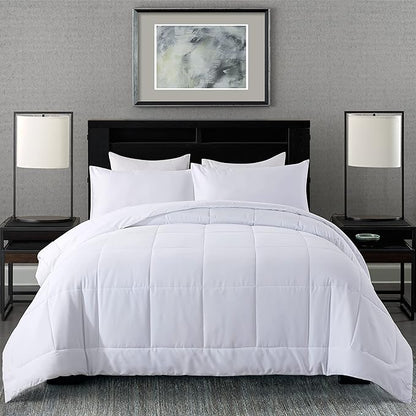 DOWNCOOL Queen Comforter Set -All Season Bedding Comforters Sets with 2 Pillow Cases-3 Pieces Bedding Sets Queen -Down Alternative White Queen Size Comforter Sets(88"x92")