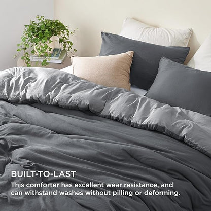 Bedsure Twin/Twin XL Comforter Set, Dark Gray Soft Prewashed Bedding for All Seasons, 2 Pieces GentleSoft™ Bed Set, 1 Lightweight Comforter (68"x88") and 1 Pillowcase (20"x26")