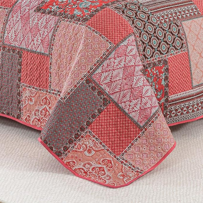 BEDIFANY Cotton Queen Quilt Set, Farmhouse Queen Size Quilt Bedding Set with 2 Pillow Shams, 3 PCs Lightweight Queen Size Bedspreads for Bed Decorations - All Seasons Coverlet Sets