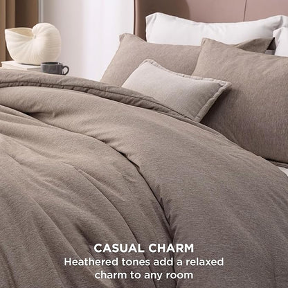 Bedsure Queen Comforter Set - Khaki Soft Bedding for All Seasons, Cationic Dyed Bed Set, 3 Pieces, 1 Queen Size Comforter (90"x90") and 2 Pillow Shams (20"x26"+2")