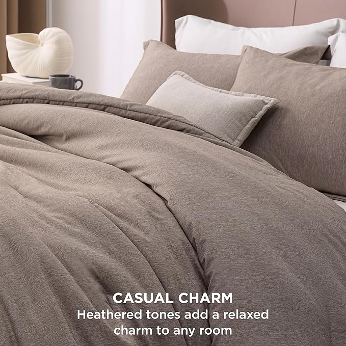 Bedsure King Size Comforter Set - Khaki King Comforter Set, Soft Bedding for All Seasons, Cationic Dyed Bedding Set, 3 Pieces, 1 Comforter (104"x90") and 2 Pillow Shams (20"x36"+2")