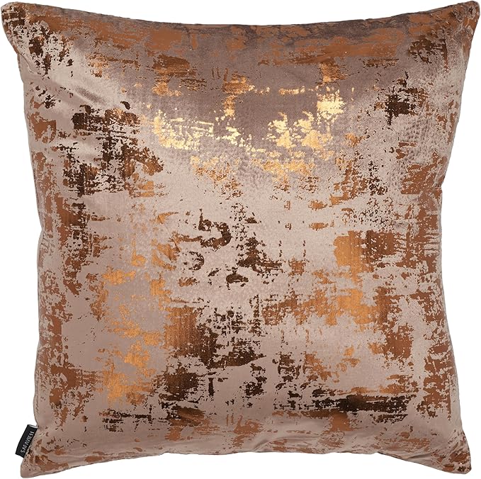 SAFAVIEH Home Collection Edmee Metallic Potato Brown/Copper 24-inch Square Decorative Accent Throw Pillow with Insert