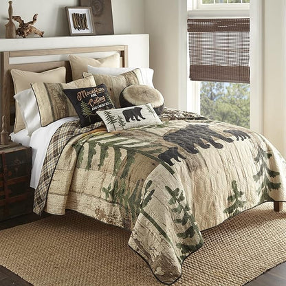Donna Sharp Throw Pillow - Painted Bear Lodge Decorative Throw Pillow with Bear Pattern - Rectangle