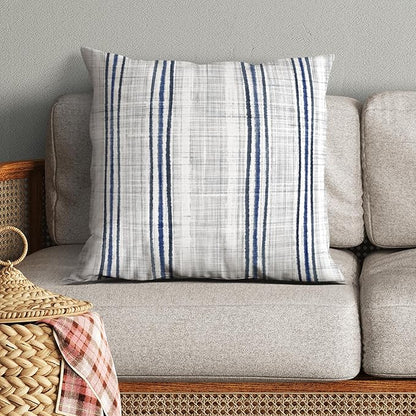 Americanflat 20x20 Throw Pillow with Sewn-in Insert - All-in-One Decorative Pillows - No Cover Needed - Soft and Durable Cushion for Bed or Sofa - Polyester - Navy Blue and White