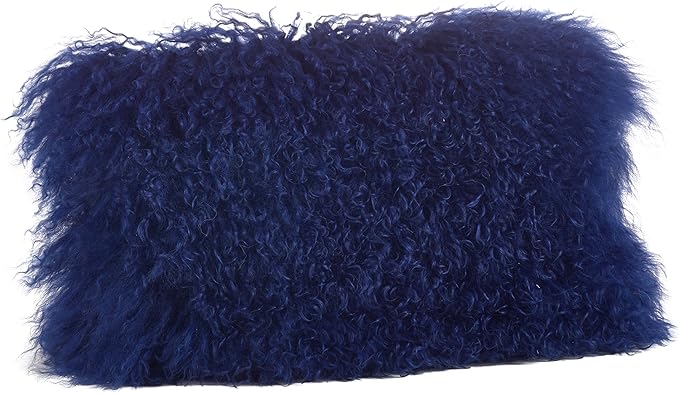 SARO LIFESTYLE Mongolian Lamb Fur Poly Filled Throw Pillow