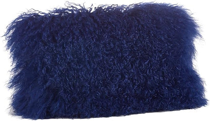 SARO LIFESTYLE Mongolian Lamb Fur Poly Filled Throw Pillow