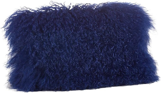 SARO LIFESTYLE Mongolian Lamb Fur Poly Filled Throw Pillow