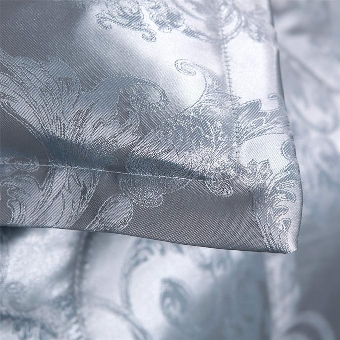 Twin Comforter, Silver Silk Jacquard Bedding Comforter Sets, 3 Pieces Grey Lightweight Quilt, All Season Comforter for Twin Bed, Ultra Soft Microfiber, Matching 2 Pillow Shams, Twin/Twin XL