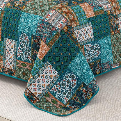 BEDIFANY Cotton Queen Size Quilt Set, Lightweight Bedspread Queen Coverlet, Soft Farmhouse Quilt Bedding Sets for Bed Decorations All Seasons (3 Pieces, Green)