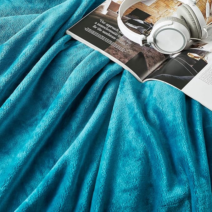 Hansleep Fleece King Size Blanket for Bed Teal, Super Soft Flannel Fuzzy King Size Plush Cozy Blanket for All Seasons, Teal, King 90x108 Inches