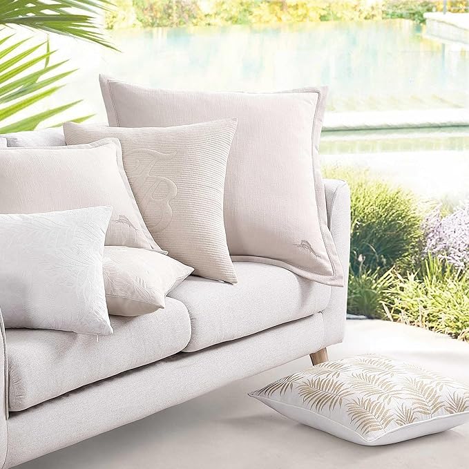 Tommy Bahama Throw Pillow Super Soft Constructions, Ideal for Couch or Bed, Tropical Home Essentials, 20" x 20", Field of Fronds Beige