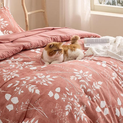 Bedsure Dusty Pink Full Comforter Set - 7 Pieces Floral Bedding Sets, Full Bed in a Bag with Reversible Botanical Flowers Comforter, Sheets, Pillowcases & Shams