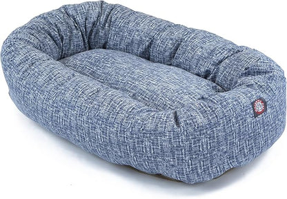 Majestic Pet 52 Inch Bagel Calming Dog Bed Washable – Cozy Soft Round Dog Bed with Spine Support for Dogs to Rest Their Head - Fluffy Donut Puppy Mat 52x35x11 (Inch) X-Large – Blue