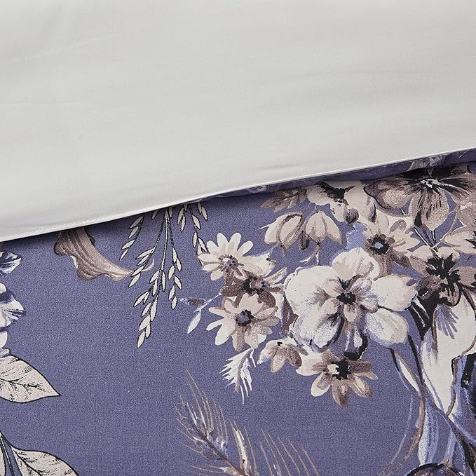 Modern Threads 5-Piece Printed Comforter Set, Thea King in Silver Purple – Soft Comforter, 2 Pillow Shams, and 2 Decorative Pillows