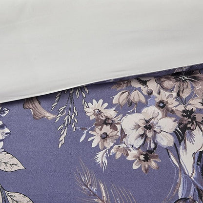 Modern Threads 5-Piece Printed Comforter Set, Thea King in Silver Purple – Soft Comforter, 2 Pillow Shams, and 2 Decorative Pillows
