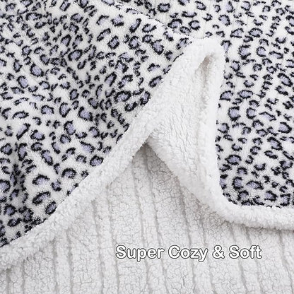Electric Heated Blanket Full Size 72"×84" with 9 Heating Levels & 1-10Hs Auto Off, Plush Sherpa, Energy Efficient, Machine Washable, for Couch & Bed, Leopard Print Blue & White