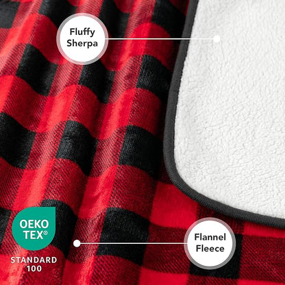 PetAmi Waterproof Dog Blanket Sherpa Fleece, Pet for Medium Large Dogs, Reversible Cat Throw Bed Couch Sofa Furniture Protector, Soft Plush Microfiber (X-Large 60x80, Checker Red) Checkered Red