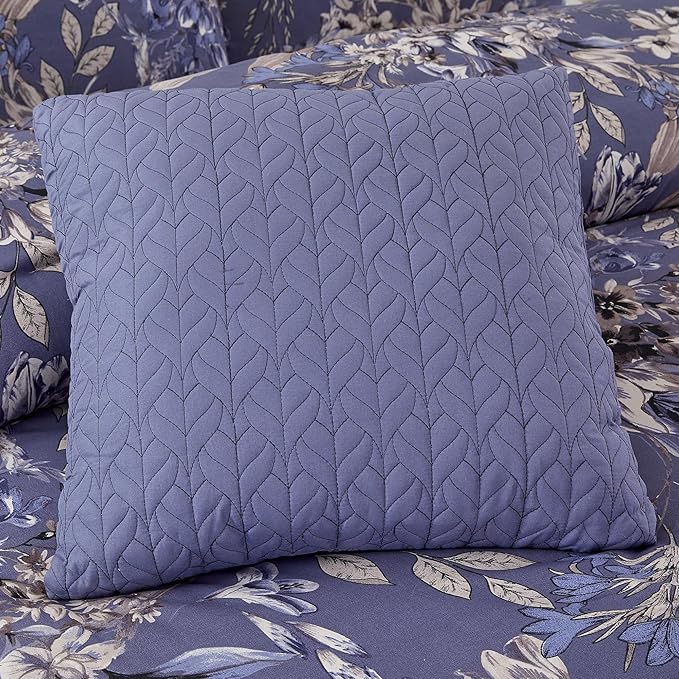 Modern Threads 5-Piece Printed Comforter Set, Thea King in Silver Purple – Soft Comforter, 2 Pillow Shams, and 2 Decorative Pillows