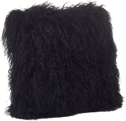SARO LIFESTYLE Mongolian Lamb Fur Poly Filled Throw Pillow