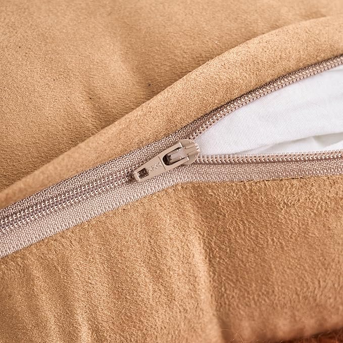 Genuine Mongolian Lamb Fur Pillow Cover – 12"x20" Rectangular Cushion Case – Soft Curly Wool Decorative Accent for Sofa, Bed, or Chair (Warm Terracotta)