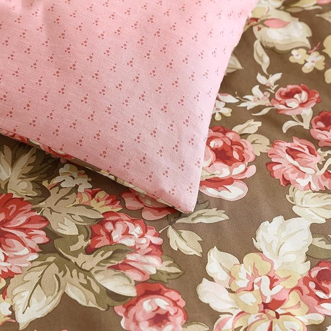 Laura Ashley - Full/Queen Comforter Set, Soft Cotton Bedding with Matching Shams, Floral Home Decor, Oeko-Tex Certified (Bloomsbury Brown, Full/Queen)