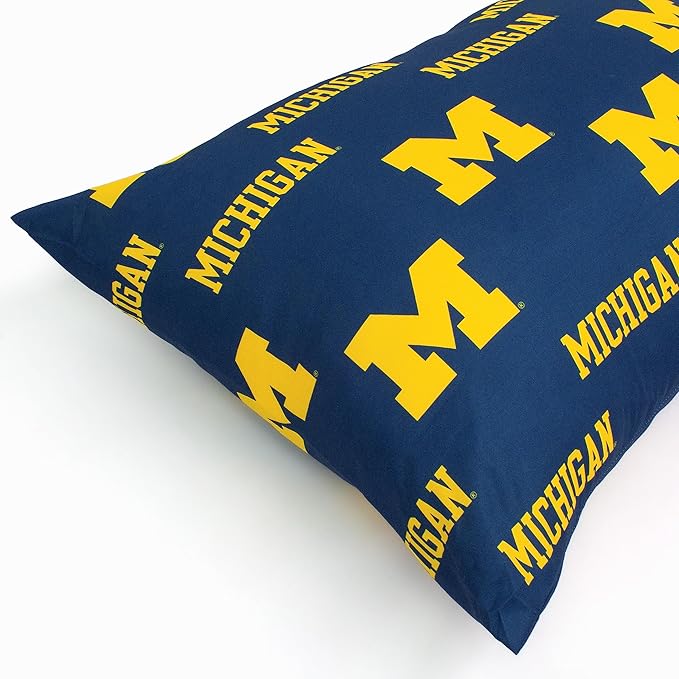 College Covers Everything Comfy Michigan Wolverines Pillowcase, Body Pillow, 20" x 60", Includes 1 Pillowcase