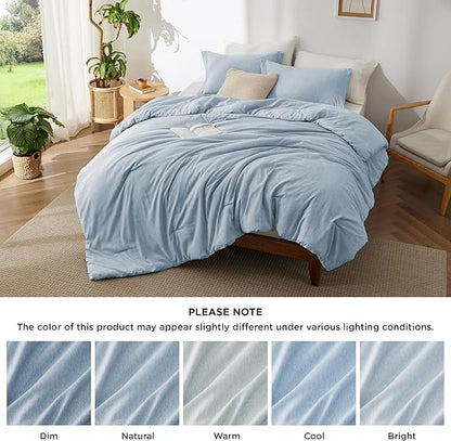 Bedsure Full Comforter Set - Light Blue Full Size Comforter, Soft Bedding for All Seasons, Cationic Dyed Bedding Set, 3 Pieces, 1 Comforter (82"x86") and 2 Pillow Shams (20"x26"+2")
