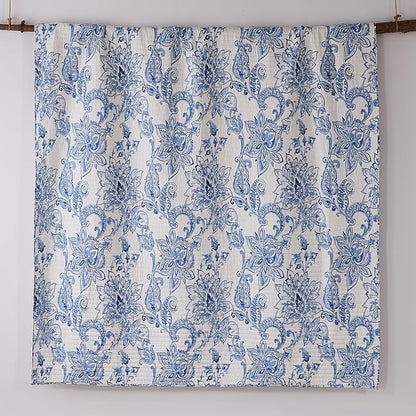 Levtex Home - Bennett Quilt Set - Twin/Twin XL Quilt + One Standard Pillow Sham - Floral Paisley - Blue and White - Quilt Size (68x86in.) and Pillow Sham Size (26x20in.) - Reversible - Cotton