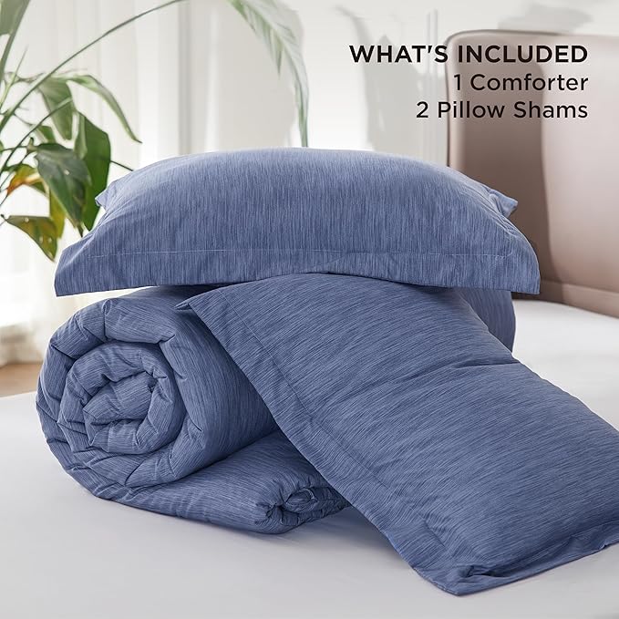 Bedsure Queen Comforter Set - Infinity Blue Soft Bedding for All Seasons, Cationic Dyed Bed Set, 3 Pieces, 1 Queen Size Comforter (90"x90") and 2 Pillow Shams (20"x26"+2")