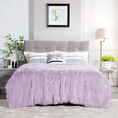 JONIYEAR Extra Large Decorative Fluffy Faux Fur Blanket Full Size 71" x 80", Soft Luxury Lightweight Furry Blankets, Accent Cozy Shaggy Plush Fuzzy Blankets for Bed, Thick Warm Winter Blanket, Purple
