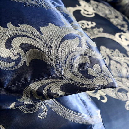 King Comforter Set Silk Blanket All Season Bed Comforter King Set Royal Blue Jacquard Quilt Soft Microfiber Bedding Sets Matching 2 Pillow Shams(King, 104x90 inches)