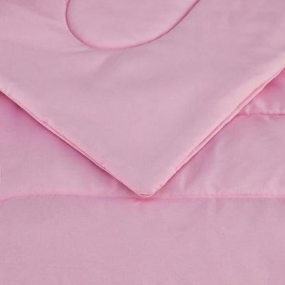 Amazon Basics 2-Piece Soft Microfiber Kid's Comforter and Pillow Sham Set, Twin, Light Pink, Solid