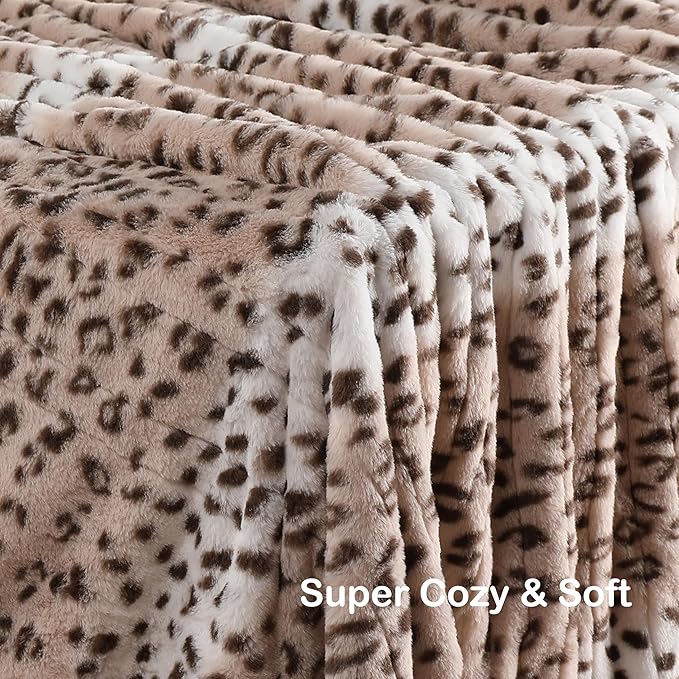 Electric Heated Blanket Full Size 72"x84",Fast Heating Throw, Soft Microplush for Bed & Couch, 1-10Hs Auto Off & 6 Heating Levels, Machine Washable, Gifts for Family-Leopard Print Beige