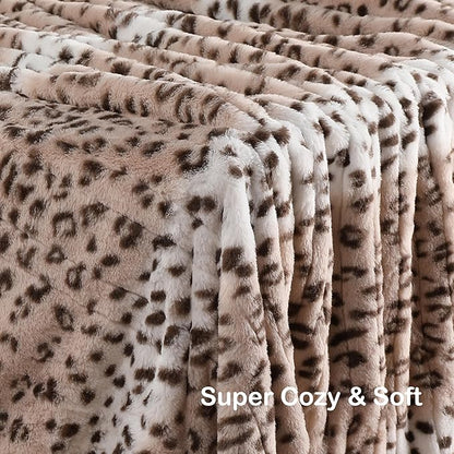 Electric Heated Blanket Full Size 72"x84",Fast Heating Throw, Soft Microplush for Bed & Couch, 1-10Hs Auto Off & 6 Heating Levels, Machine Washable, Gifts for Family-Leopard Print Beige