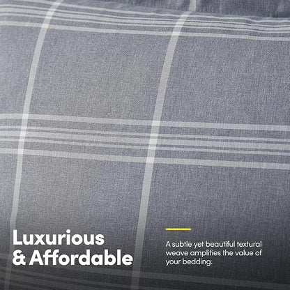 Twin XL Comforter Set with Sheets - 5-Piece Bedding Collection - 1 Comforter, 1 Fitted Sheet, 1 Flat, 2 Pillowcases - Deep Pocket - Soft & Premium Quality - Ideal for All Seasons, Gray Plaid | Breathable material, Beautifule Designs, Durable fabric