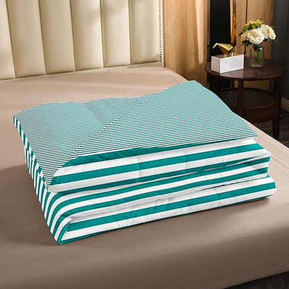 Stripe Comforter Set Turquoise Bedding Set Green White Striped Down Comforter Twin Ticking Stripes Geometric Lines Reversible Farmhouse Horizontal Stripes Lightweight Soft Quilt Duvet Insert