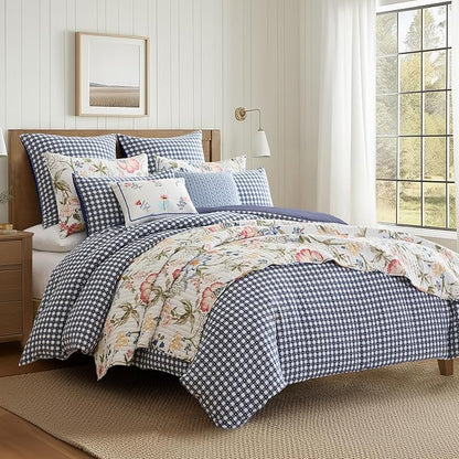 Levtex Home - Maileen Quilt Set - King Quilt and Two King Shams - Floral - Bright Multi Color - Quilt (106x92in.) and Shams (20x36in.) - Reversible - Cotton