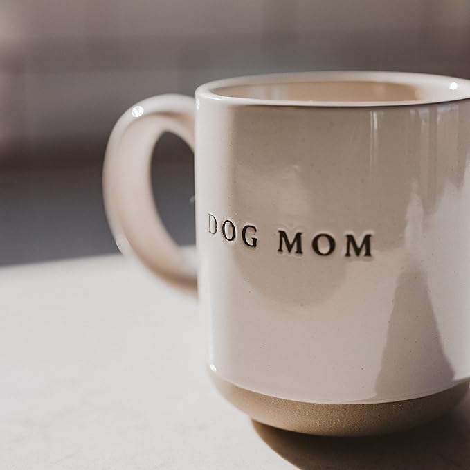Sweet Water Decor Dog Mom Stoneware Coffee Mugs - 14Oz Cute Coffee Mugs for Hot and Cold Drinks - Dishwasher and Microwave Safe - Mothers Day Gift - Ideal for Tea and Espresso