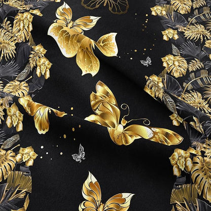 Tailor Shop Black and Gold Comforter Set King Size for Girls Kids Boys Women,Butterfly Bedding Gold Butterflies Bed Sets with 2 Pillowcases…